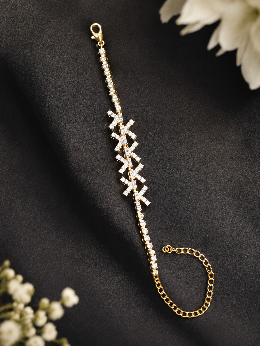Gold Plated Crystal Bracelet for Women | Elegant Geometric Bracelet