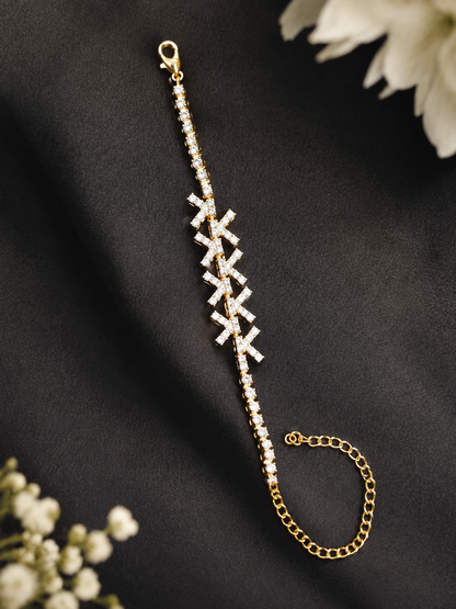 Gold Plated Crystal Bracelet for Women | Elegant Geometric Bracelet