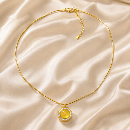 Gold Plated Yellow Stone Pendant Necklace for Women | GEMSILK