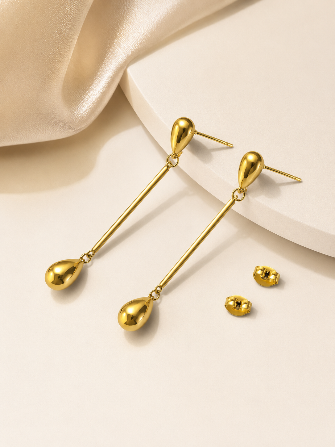 Gold Plated Minimalist Drop Dangle Earrings for Women | Long Bar Statement Earrings | Anti-Tarnish Lightweight Earrings