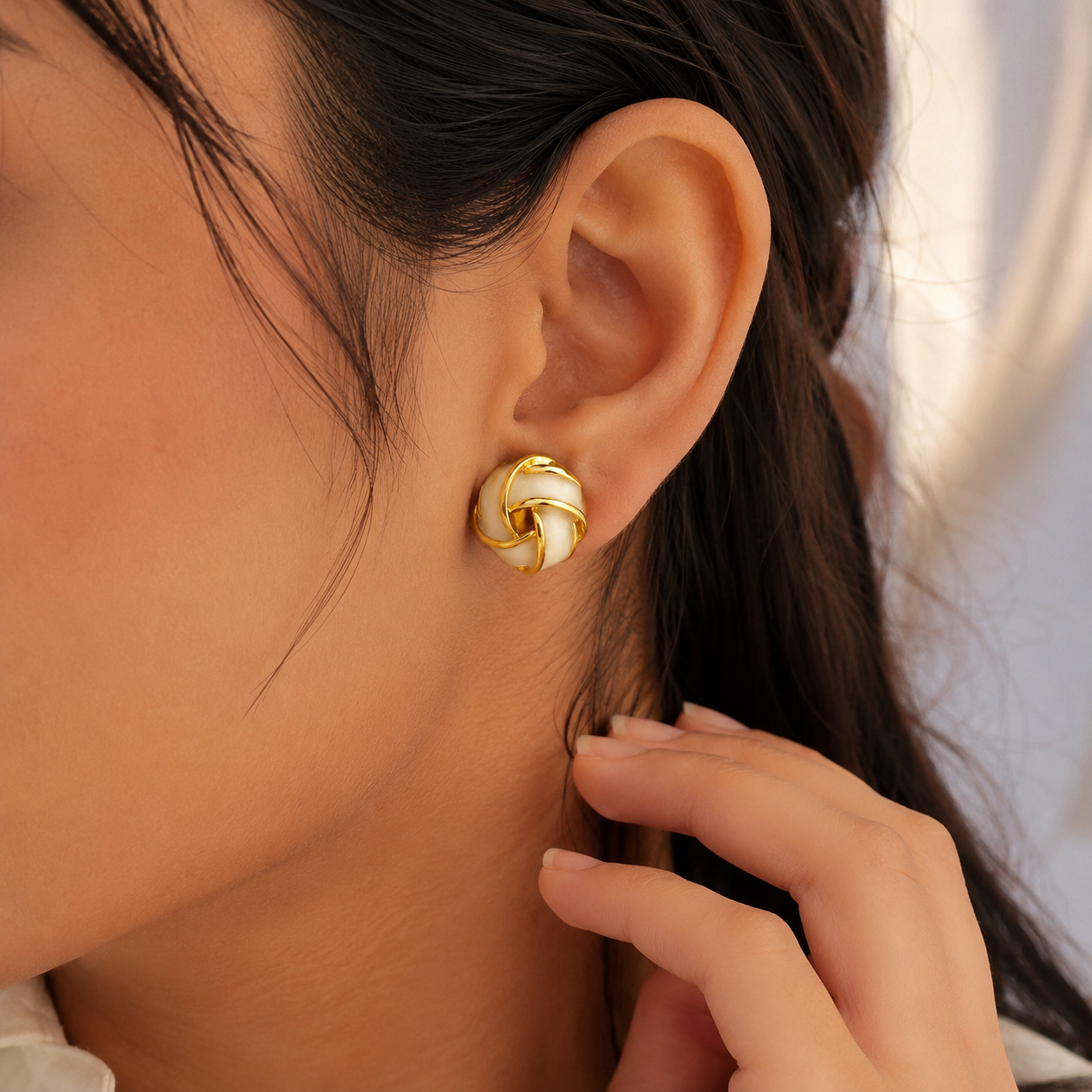 Anti-Tarnish Gold Knot Studs for Women | Gemsilk