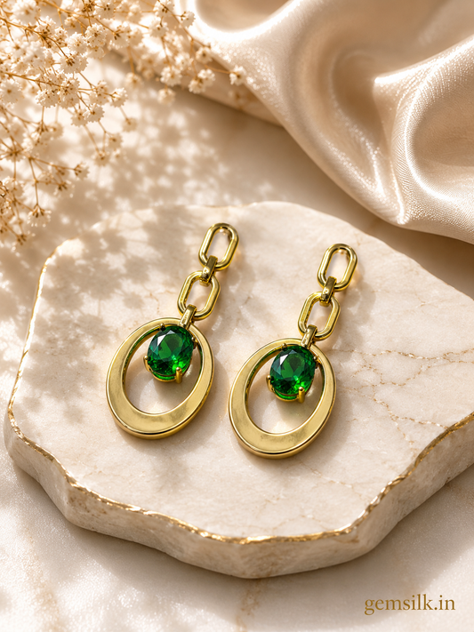 Korean Link Chain Drop Earrings for Women | Gold Plated | GEMSILK